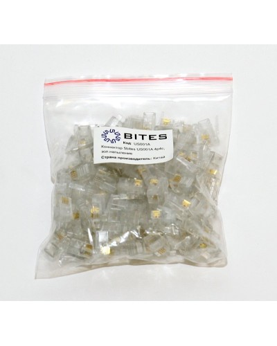 US010A (100шт). Телефонный разъем 4P4C (RJ-11). 5bites в Ангарске