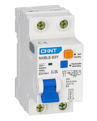 NXBLE-63Y (R) 1п+N C 6А 30мА электронный тип AC 4.5кА CHINT (105540). Автоматический выключатель дифференциального тока. CHINT в Ангарске