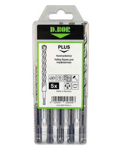 Набор буров SDS-plus V PLUS 5шт, 2-cutting (242030): Набор буров SDS-plus (6х110 мм; 6,8,10,12х160 мм) в Ангарске