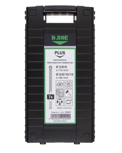 Набор буров SDS-plus V PLUS 7шт, 2-cutting (240987). Набор буров SDS-plus (5,6,8х110 мм; 6,8,10,12х160 мм). D.BOR в Ангарске