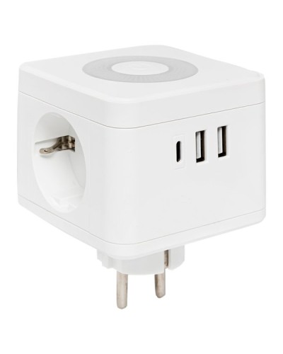 Тройник Куб 2 гнезда 2USB 2,4А+Type C + Ночник. Тройник Куб. EKF в Ангарске