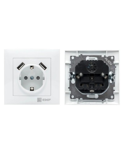 Валенсия розетка 1-местная с/з 16А (EWR16-028-10-2USB). Розетка 1-местная с/з 16А. EKF в Ангарске