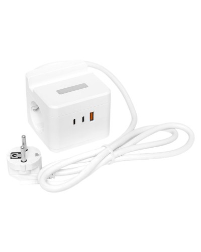 Удлинитель Куб 2 гнезда USB + 2Type C с быстрой зарядкой, подставкой под телефон и ночником 1,3 метра 1мм2. Удлинитель Куб. EKF в Ангарске