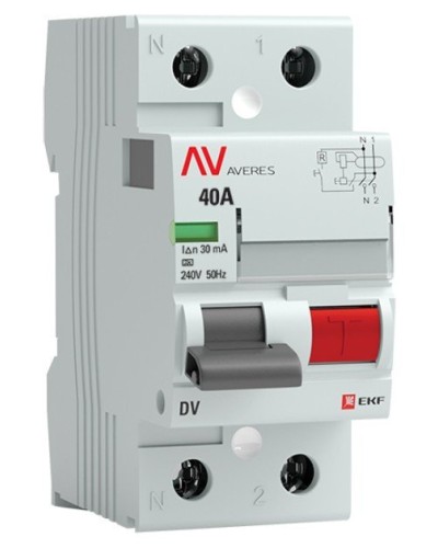 DV 2P 40А/ 30мА (AC)  AVERES (rccb-2-40-30-ac-av). Выключатели дифференциального тока (УЗО). EKF в Ангарске