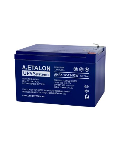 A.ETALON AHRX 12-12-52W. Аккумулятор герметичный свинцово-кислотный. ETALON в Ангарске