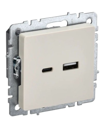 Розетка USB A+C 18Вт РЮ11-1-БрКр бежевый BRITE (BR-U22-018-K10). Розетка USB. IEK в Ангарске