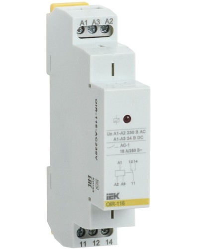 Реле промежуточное модульное OIR 1 контакт 16А 230В AC (OIR-116-AC230V). Реле промежуточное модульное. IEK в Ангарске