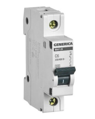 GENERICA ВА47-29 1P C 6А 4,5кА (MVA25-1-006-C). Автоматический выключатель. IEK в Ангарске