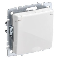 Розетка с з/к РСбш10-3-44-БрБ белый BRITE (BR-R16-16-44-K01). Розетка с заземлением с защитными шторками и крышкой. IEK