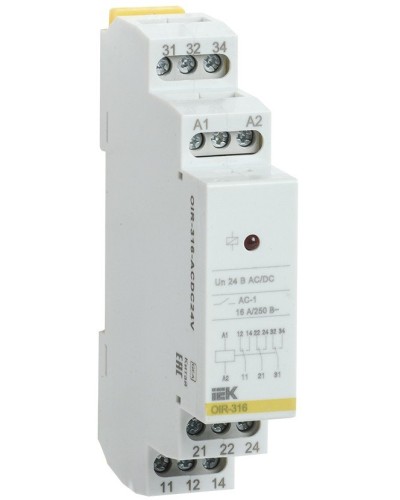 Реле промежуточное модульное OIR 3 контакта 16А 24В AC/DC (OIR-316-ACDC24V). Реле промежуточное модульное. IEK в Ангарске