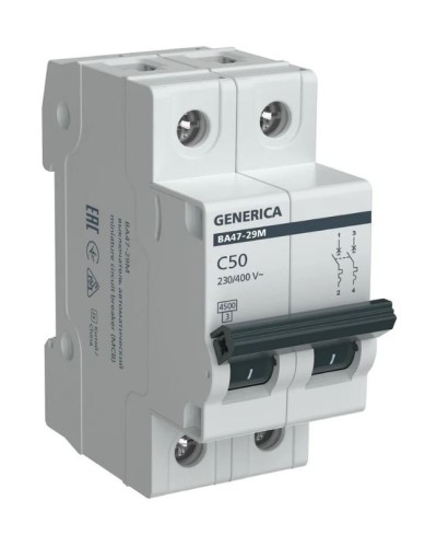 GENERICA ВА47-29М 2P C 50А 4,5кА (MVA21-2-050-C-G). Автоматический выключатель. IEK в Ангарске