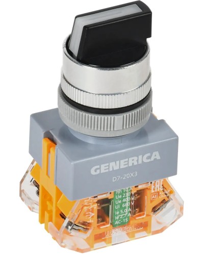 Переключатель D7-20X3 на 3 положения черный GENERICA (BSW50-20X3-3-21-3-K02-G). Переключатель. IEK в Ангарске