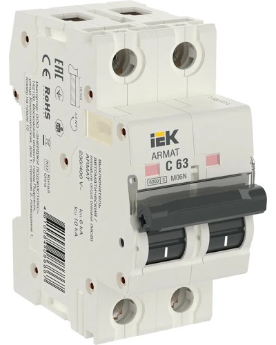 M06N 2P C 63А 6кА ARMAT (AR-M06N-2-C063). Автоматический выключатель. IEK в Ангарске