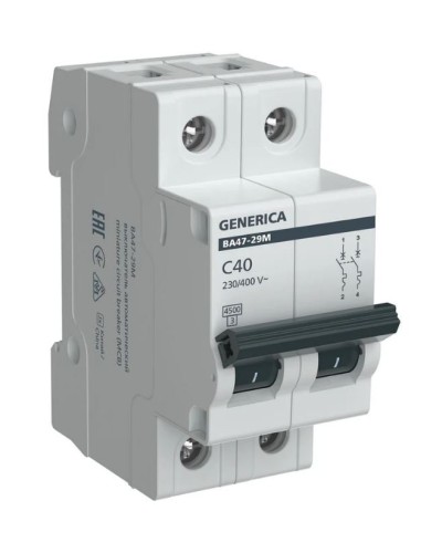 GENERICA ВА47-29М 2P C 40А 4,5кА (MVA21-2-040-C-G). Автоматический выключатель. IEK в Ангарске