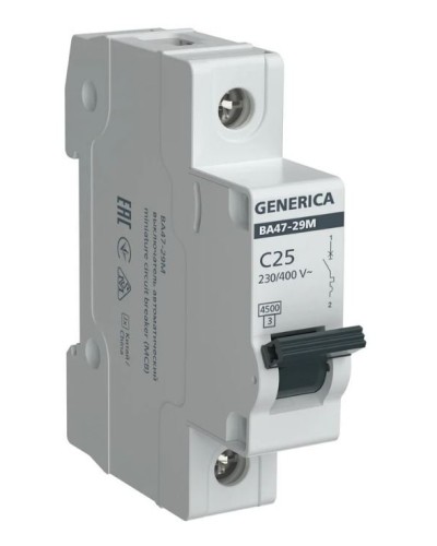 GENERICA ВА47-29М 1P C 25А 4,5кА (MVA21-1-025-C-G). Автоматический выключатель. IEK в Ангарске