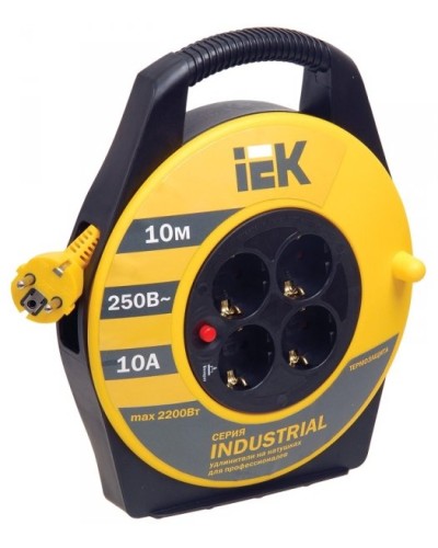УК10 4 места, 10м (WKP14-10-04-10). Удлинитель на катушке Industrial. IEK в Ангарске