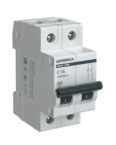 GENERICA ВА47-29М 2P C 16А 4,5кА (MVA21-2-016-C-G). Автоматический выключатель. IEK в Ангарске