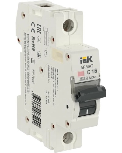 M06N 1P C 16А 6кА ARMAT (AR-M06N-1-C016). Автоматический выключатель. IEK в Ангарске