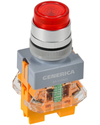 Кнопка D7-11DNZS d=22мм красная GENERICA (BBT50-11DNZS-3-11-K04-G). Кнопка управления с подсветкой и фиксацией. IEK в Ангарске