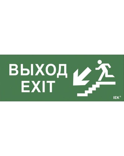 Самоклеящаяся этикетка Выход/лестница вниз/фигура для ССА (LPC10-1-35-13-VLVNF). Самоклеящаяся этикетка 240х90 мм. IEK в Ангарске