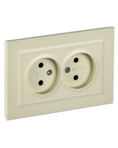 Розетка 2-местная без з/к РС12-2-БрКр бежевый BRITE (BR-R20-10-K10-F). Розетка без заземления без защитных шторок в сборе. IEK в Ангарске