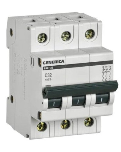 GENERICA ВА47-29 3P C 32А 4,5кА (MVA25-3-032-C). Автоматический выключатель. IEK в Ангарске