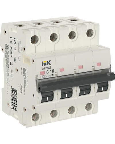 M06N 4P C 16А 6кА ARMAT (AR-M06N-4-C016). Автоматический выключатель. IEK в Ангарске