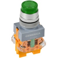 Кнопка D7-11DNZS d=22мм зеленая GENERICA (BBT50-11DNZS-3-11-K06-G). Кнопка управления с подсветкой и фиксацией. IEK