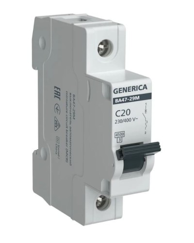 GENERICA ВА47-29М 1P C 20А 4,5кА (MVA21-1-020-C-G). Автоматический выключатель. IEK в Ангарске