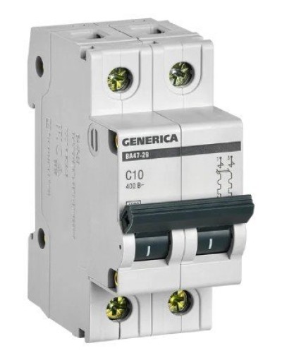 GENERICA ВА47-29 2P C 10А 4,5кА (MVA25-2-010-C). Автоматический выключатель. IEK в Ангарске