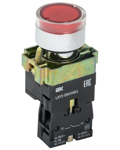 Кнопка LAY5-BW3461 с подсветкой красный 1з (BBT50-BW-K04). Кнопка с подсветкой. IEK в Ангарске