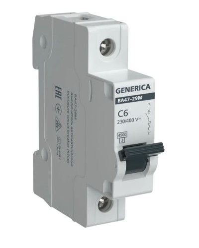GENERICA ВА47-29М 1P C 6А 4,5кА (MVA21-1-006-C-G). Автоматический выключатель. IEK в Ангарске