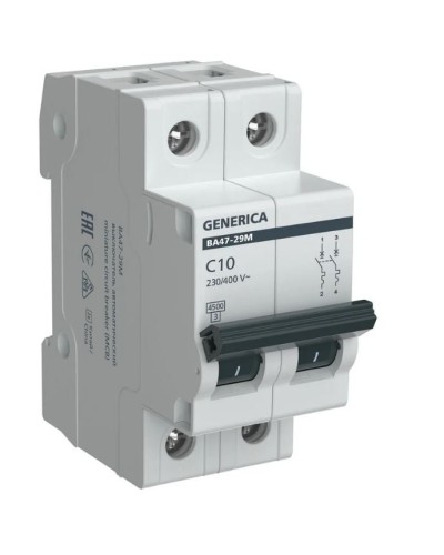GENERICA ВА47-29М 2P C 10А 4,5кА (MVA21-2-010-C-G). Автоматический выключатель. IEK в Ангарске