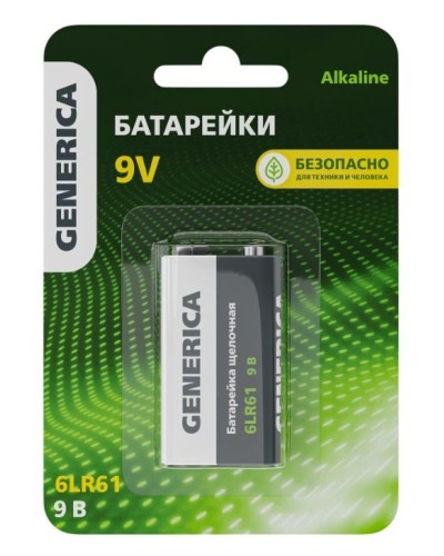Батарейка Alkaline 6LR61 9V GENERICA (ABT-6LR619V-ST-L02-G). Батарейка щелочная. IEK в Ангарске