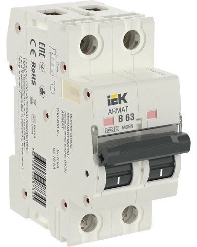 M06N 2P B 63А 6кА ARMAT (AR-M06N-2-B063). Автоматический выключатель. IEK в Ангарске