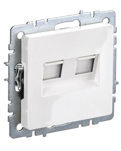 Розетка RJ45 РК10-2-БрБ кат.5E, белая BRITE (BR-K20-1-K01). Розетка компьютерная двойная. IEK в Ангарске