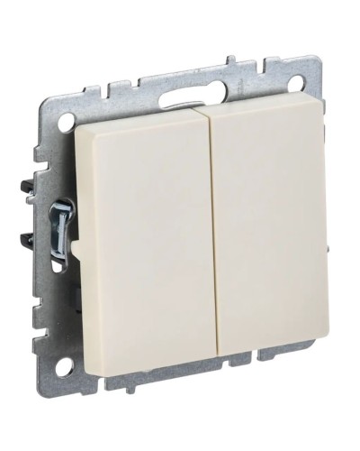 Выключатель 2-клавишный проходной ВС10-2-6-БрКр бежевый BRITE (BR-V22-0-10-K10). Выключатель. IEK в Ангарске