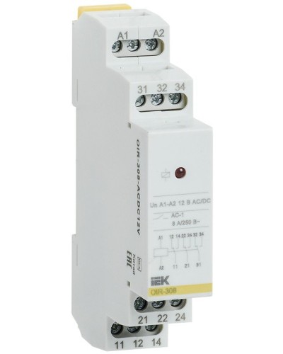 Реле промежуточное модульное OIR 3 контакта 8А 230В AC (OIR-308-AC230V). Реле промежуточное модульное. IEK в Ангарске