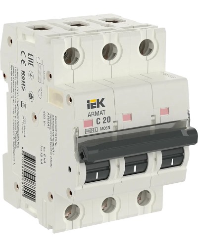 M06N 3P C 20А 6кА ARMAT (AR-M06N-3-C020). Автоматический выключатель. IEK в Ангарске