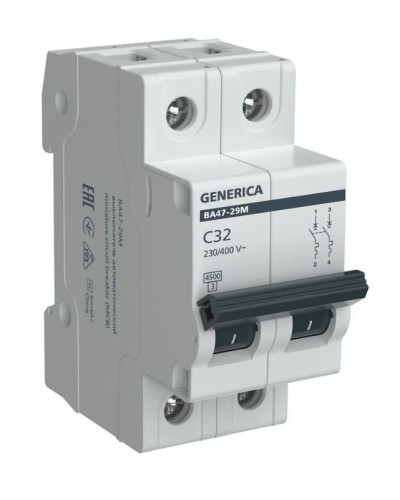 GENERICA ВА47-29М 2P C 32А 4,5кА (MVA21-2-032-C-G). Автоматический выключатель. IEK в Ангарске