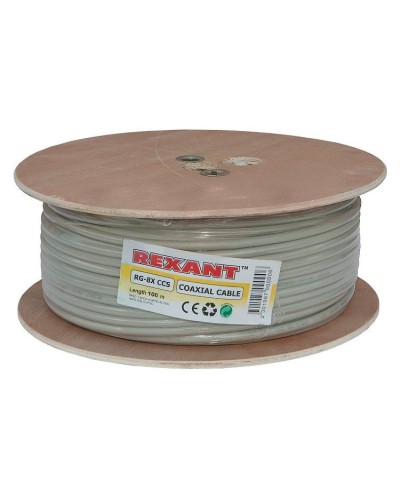 RG-8X, 50 Ом, CCS/Al/A, 75% (01-2021). Кабель коаксиальный радиочастотный. Rexant в Ангарске