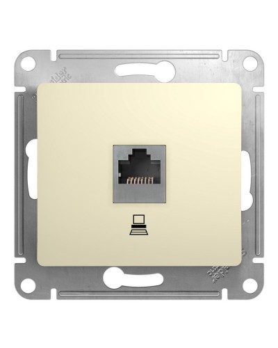 Glossa розетка RJ45 1-местная, кат. 5Е, скрытой установки, механизм, бежевый (GSL000281K). Розетка компьютерная. Systeme Electric в Ангарске