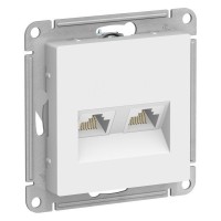 AtlasDesign розетка RJ45+RJ45, 2-местная, скрытой установки, механизм, белый (ATN000185). Розетка компьютерная. Systeme Electric
