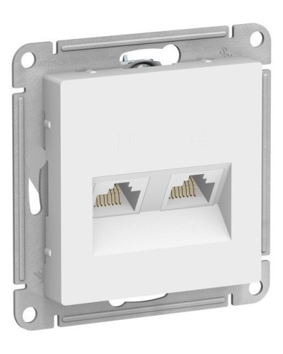 AtlasDesign розетка RJ45+RJ45, 2-местная, скрытой установки, механизм, белый (ATN000185). Розетка компьютерная. Systeme Electric в Ангарске