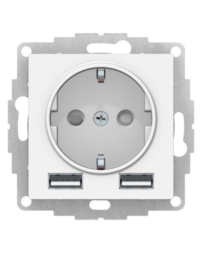 AtlasDesign розетка 1-местная с 2 USB A+A, скрытой установки, механизм, белый (ATN000130). Розетка с USB. Systeme Electric в Ангарске
