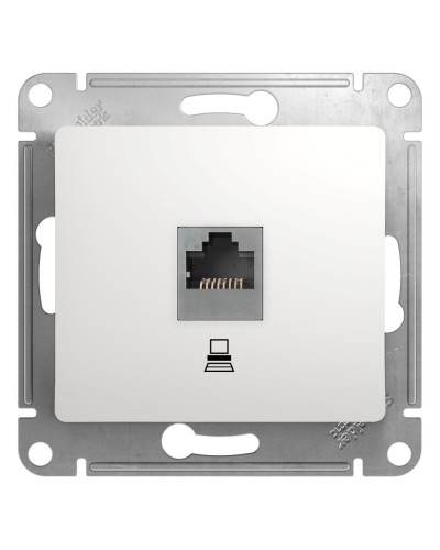 Glossa розетка RJ45 1-местная, кат. 5Е, скрытой установки, механизм, белый (GSL000181K). Розетка компьютерная. Systeme Electric в Ангарске