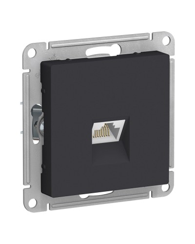 AtlasDesign розетка RJ45, кат. 5Е, 1-местная, скрытой установки, механизм, карбон (ATN001083). Розетка компьютерная. Systeme Electric в Ангарске