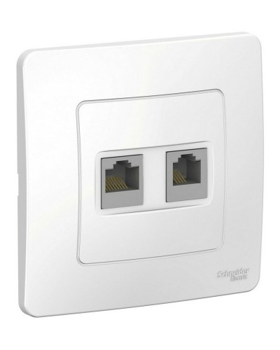BLANCA розетка RJ45+RJ11 2-местная, кат. 5Е, скрытой установки, белый (BLNIS045111). Розетка компьютерная + телефонная. Systeme Electric в Ангарске