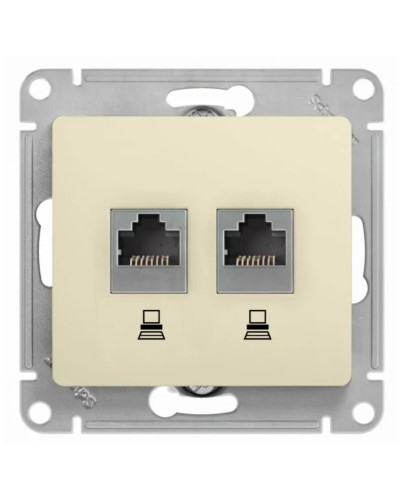 Glossa розетка RJ11+RJ45, 2-местная, кат. 5Е, скрытой установки, механизм, бежевый (GSL000285). Розетка компьютерная + телефонная. Systeme Electric в Ангарске