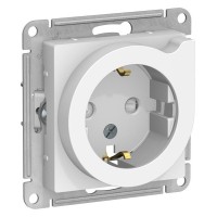 AtlasDesign розетка 1-местная с заземлением со шторками с выталкивателем, скрытой установки, механизм, белый (ATN000147). Розетка. Systeme Electric